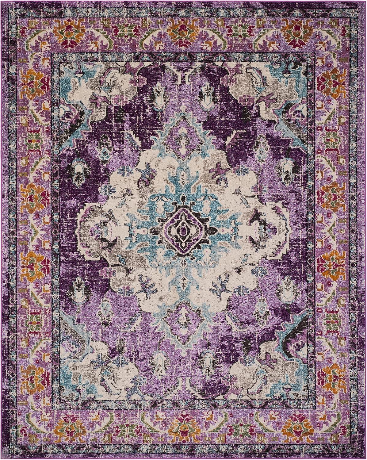 Monaco MNC243 Power Loomed Indoor Area Rug - Violet/Light Blue - 10'x14' - Safavieh.