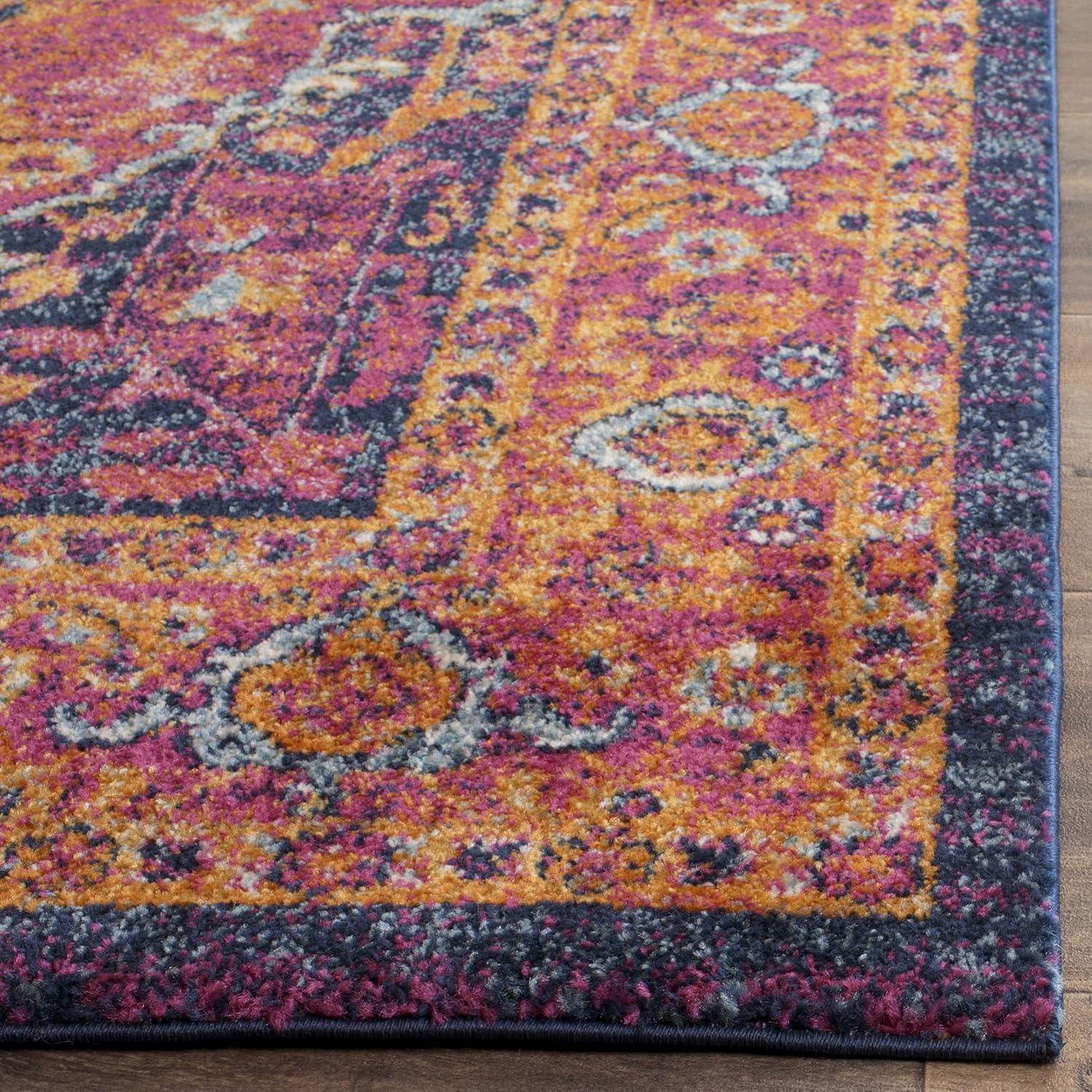 SAFAVIEH Evoke Westley Traditional Floral Area Rug, Fuchsia/Orange, 6'7" x 9'
