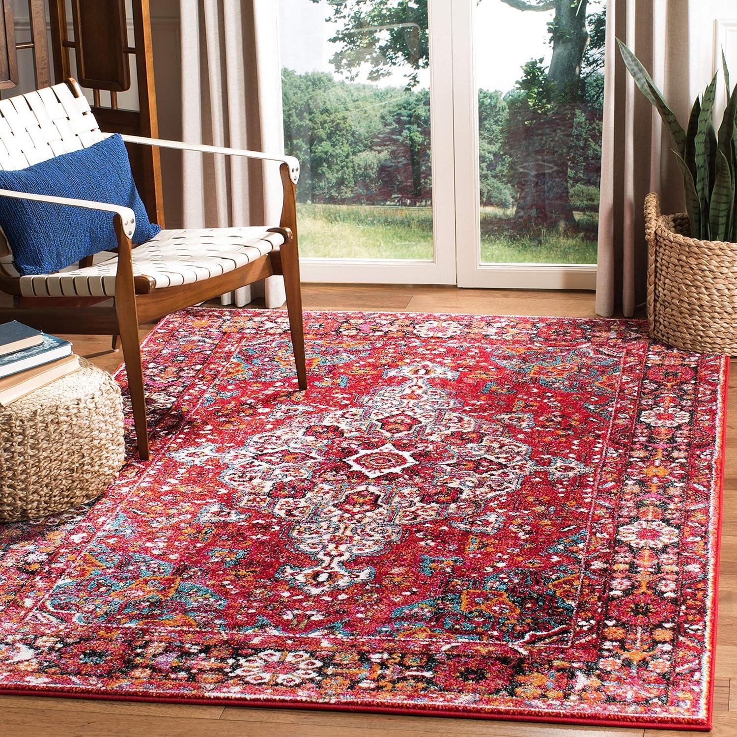 Vintage Hamadan VTH222 Power Loomed Area Rug - Red/Multi - 3'x3' - Safavieh.