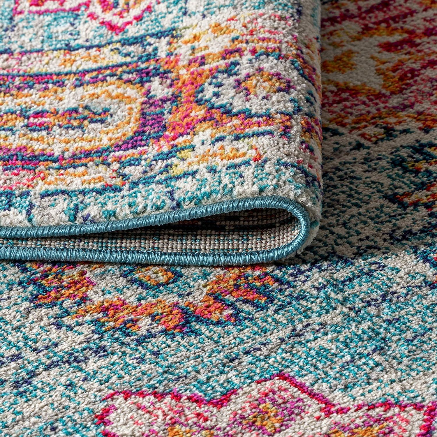 JONATHAN Y Bohemian FLAIR Boho Vintage Medallion Blue/Red 8 ft. x 10 ft. Area Rug