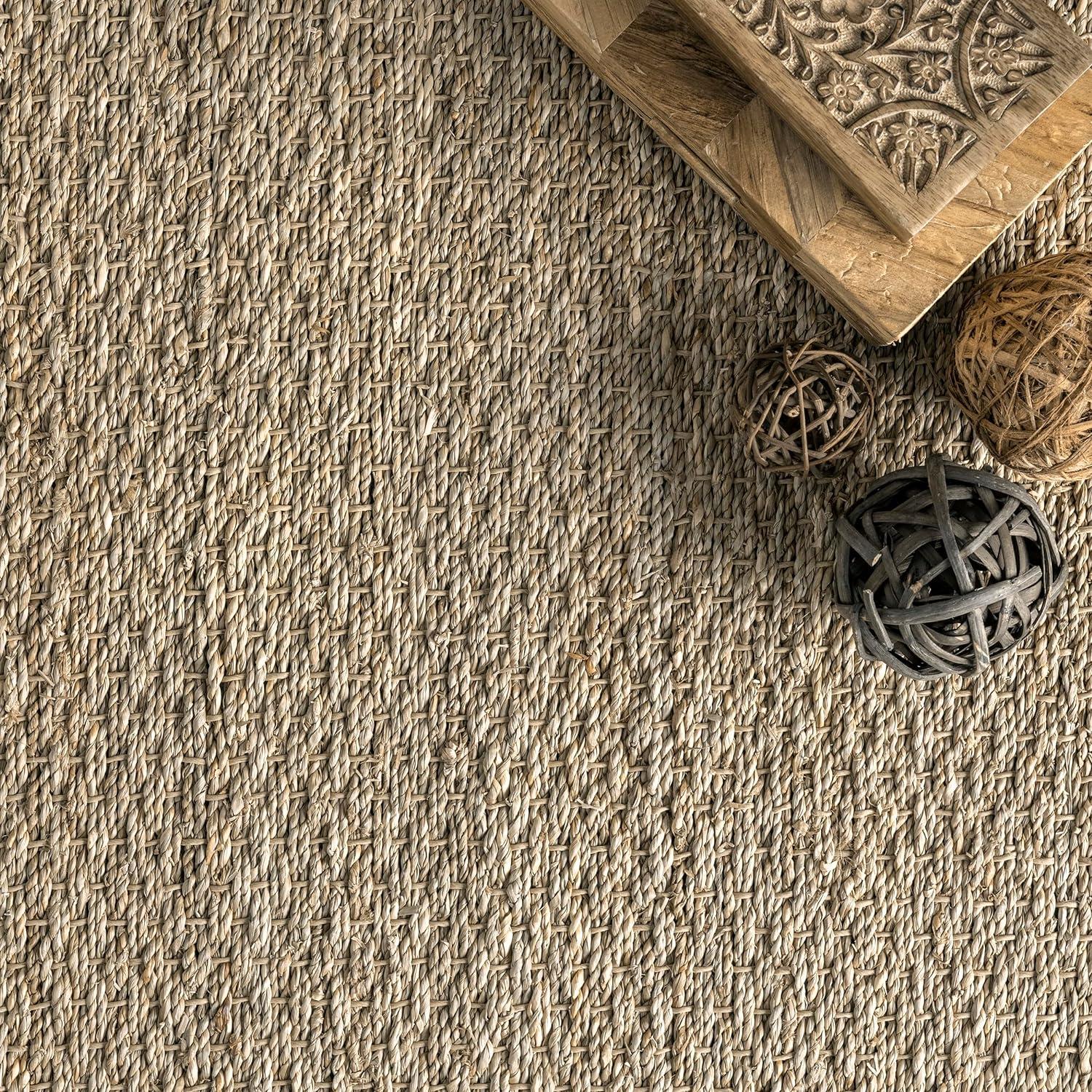 Elijah Seagrass with Border Brown 5 ft. x 8 ft. Area Rug