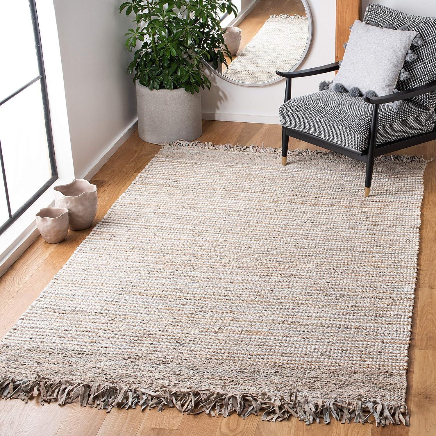 Vintage Leather VTL373 Hand Woven Indoor Area Rug - Beige/Multi - 5'x8' - Safavieh.