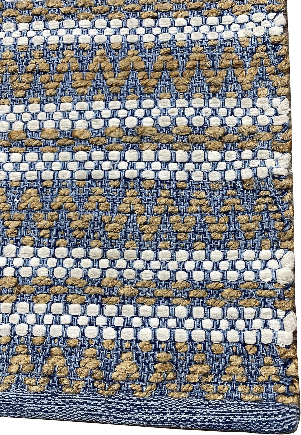 Lucky Brand – Jute Rug | Lolita Chevron Motif | Rectangular Accent Rug | 100% Natural Jute Fiber | Premium Home Décor | Measures 2'3" X 3'9" | Natural/White/Denim