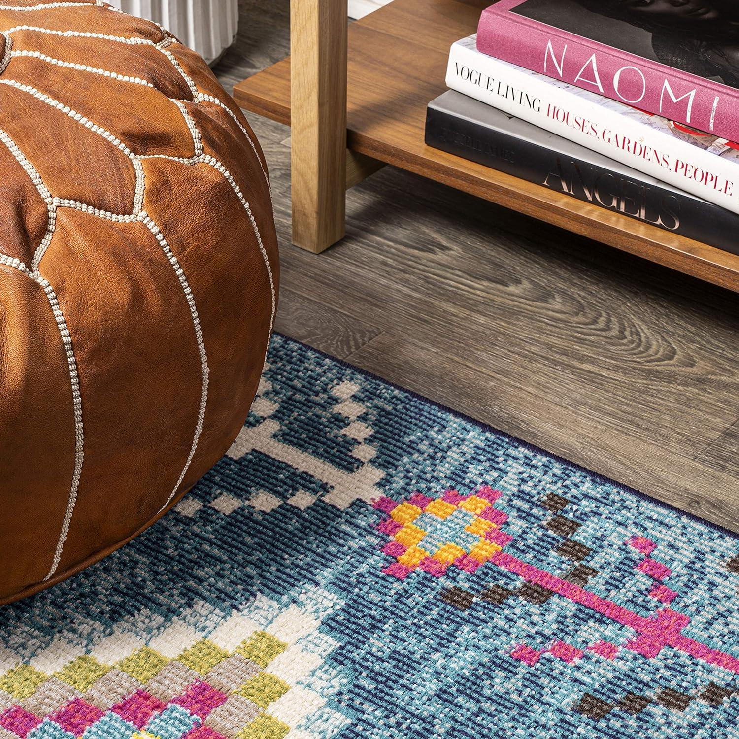 JONATHAN Y Love Geometric Dark Blue/Multi 2 ft. x 8 ft. Runner Rug