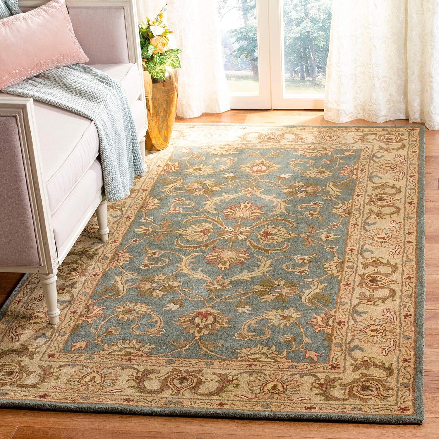 Heritage HG811 Hand Tufted Area Rug - Blue/Beige - 4'6"x6'6" Oval - Safavieh.