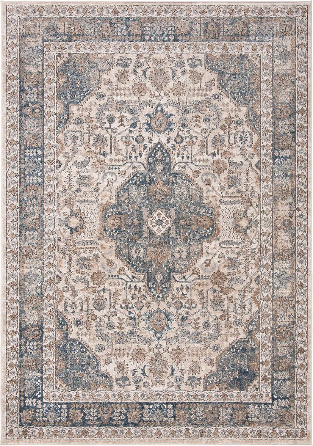 Gray Rectangular Synthetic Medallion Area Rug 59" x 5"