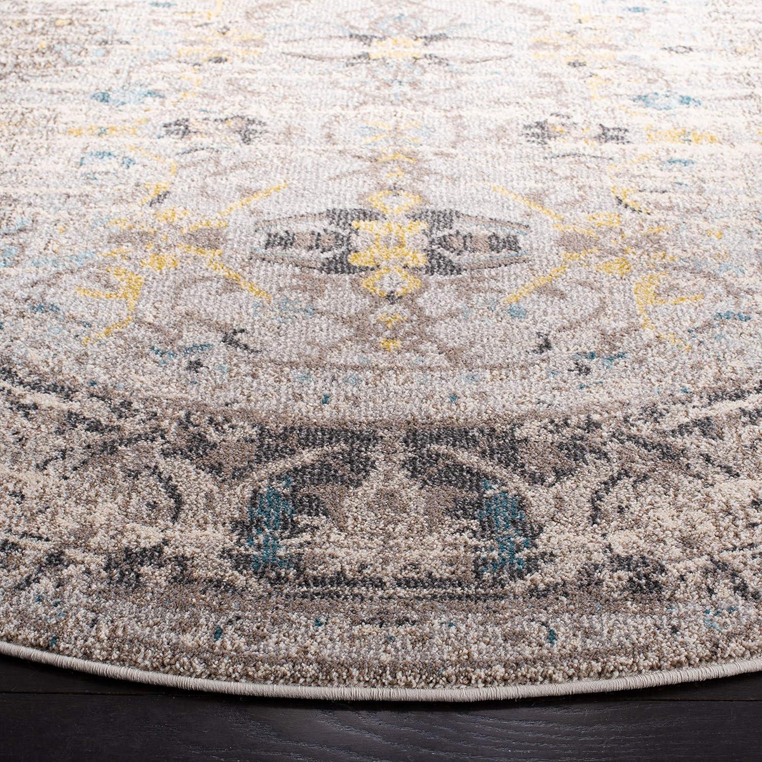 Monaco MNC209 Power Loomed Indoor Area Rug - Grey/Multi - 9' Round - Safavieh.