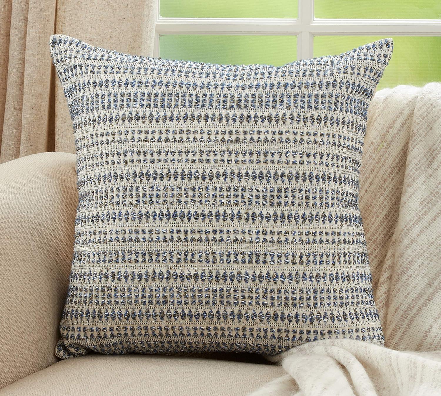 Geometric Cotton Blend Reversible Throw Pillow