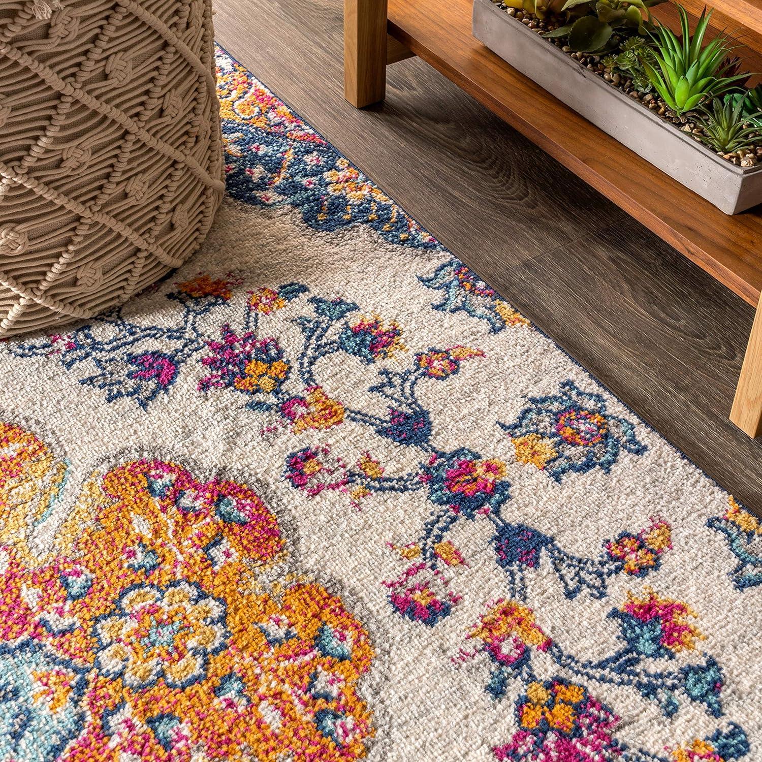 JONATHAN Y Bohemian FLAIR Boho Vintage Medallion Blue/Multi 5 ft. x 8 ft. Area Rug