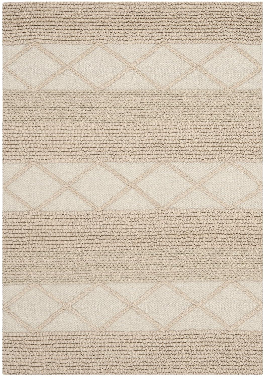 Highland Dunes Tulane Natura Hand Woven Wool/Cotton Geometric Rug in Beige