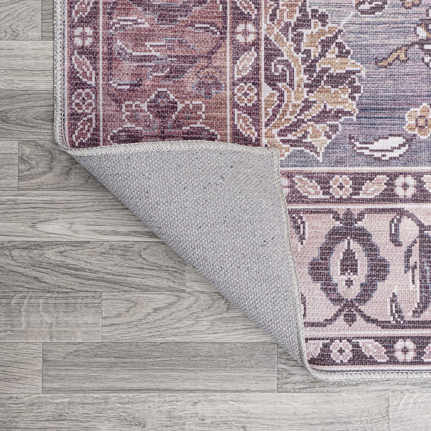 5' x 8' Victoria Ornate Persian All-Over Washable Area Rug, Brown/Gray - JONATHAN Y