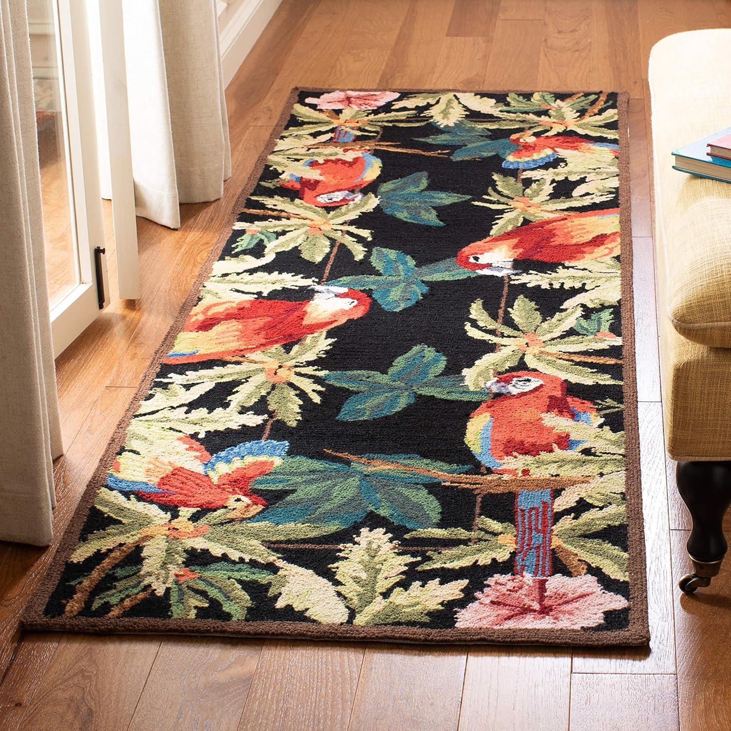 Chelsea HK296 Hand Hooked Runner Rug - Black - 2'6"x6' - Safavieh.