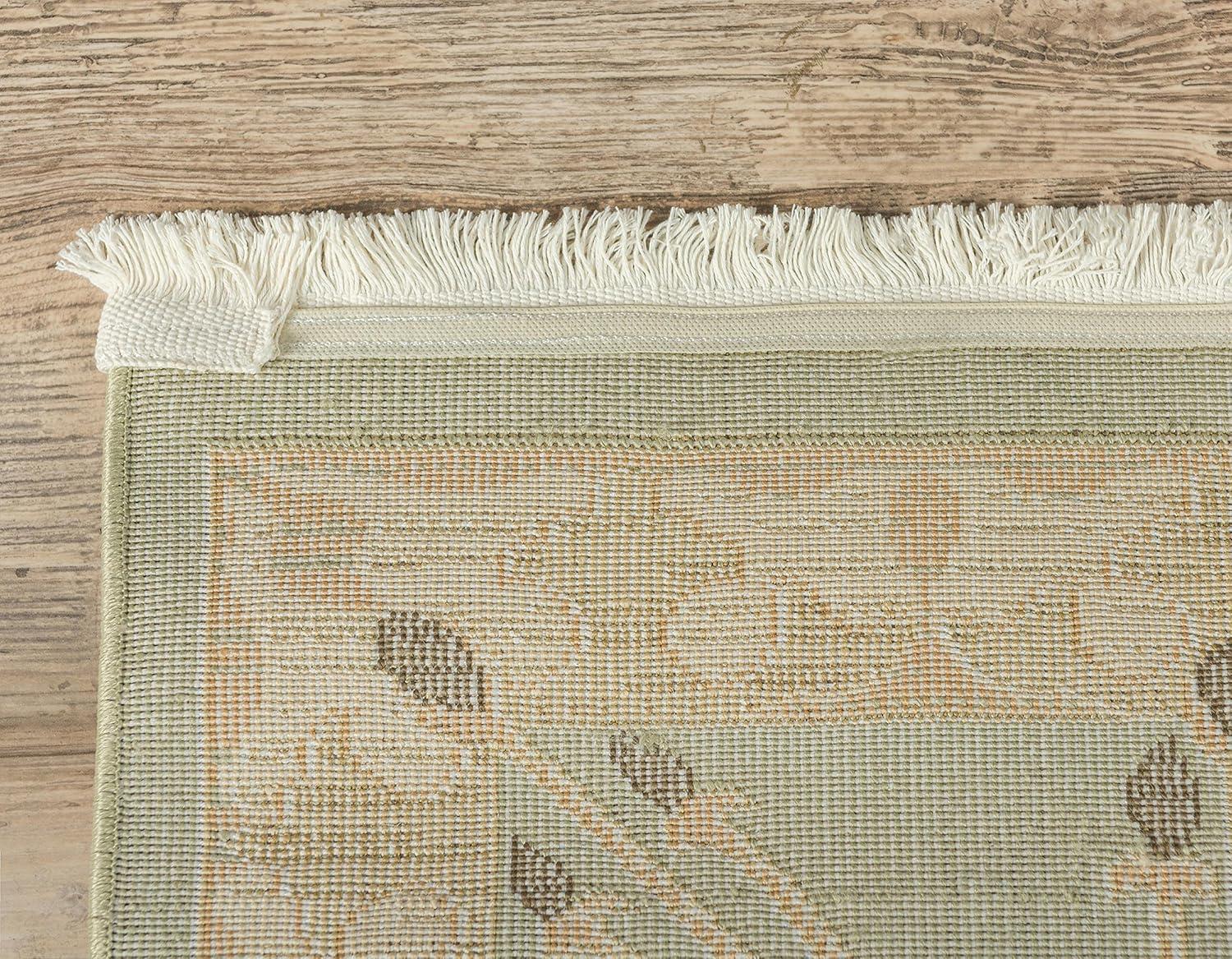 Light Green Synthetic Rectangular Easy-Care Rug - 3'3" x 5'3"