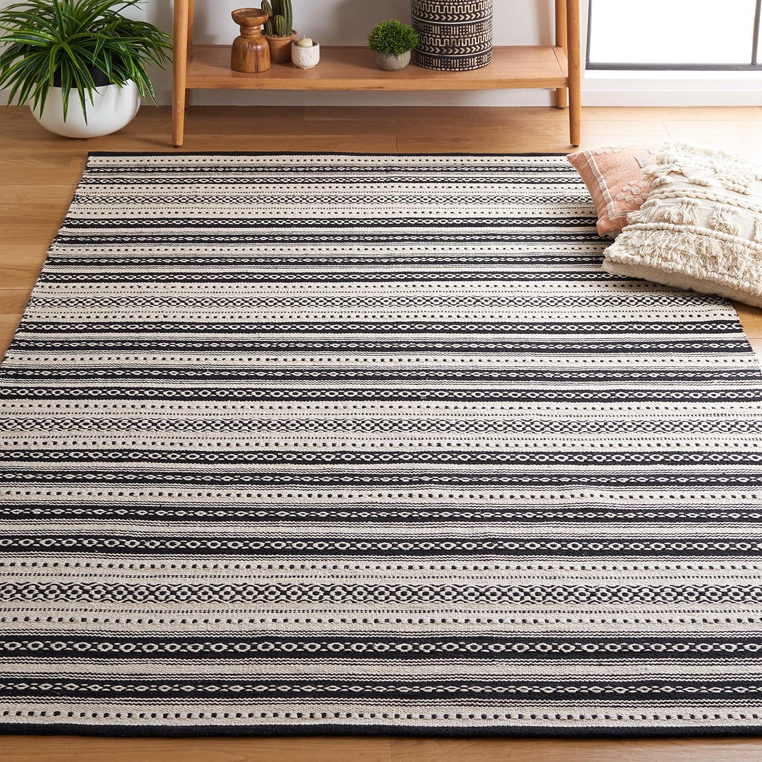 Montauk MTK726 Hand Woven, Flat Weave Indoor Area Rug - Black/Ivory - 6'x9' - Safavieh
