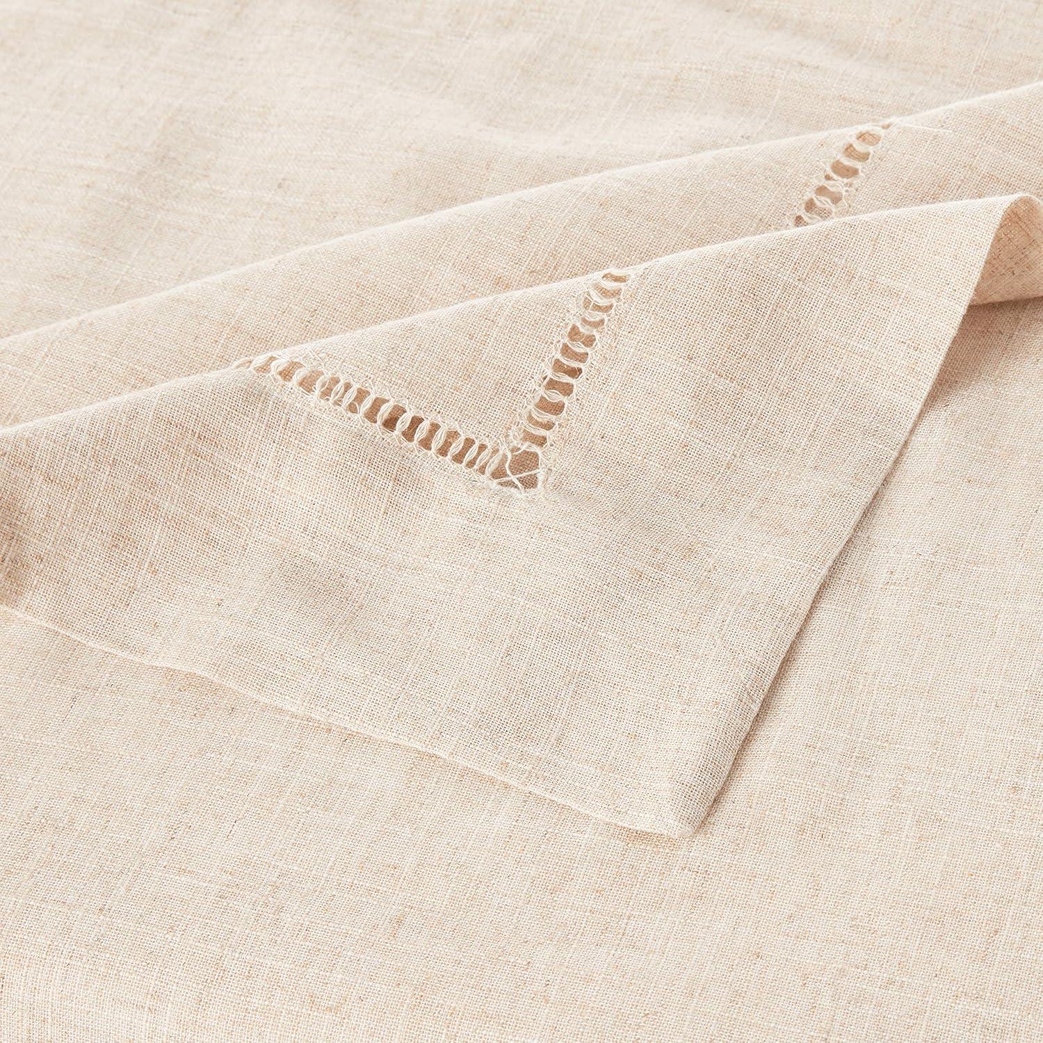 Saro Lifestyle Natural Toscana Tablecloth With Hemstitched Border, Natural, 65" x 160"