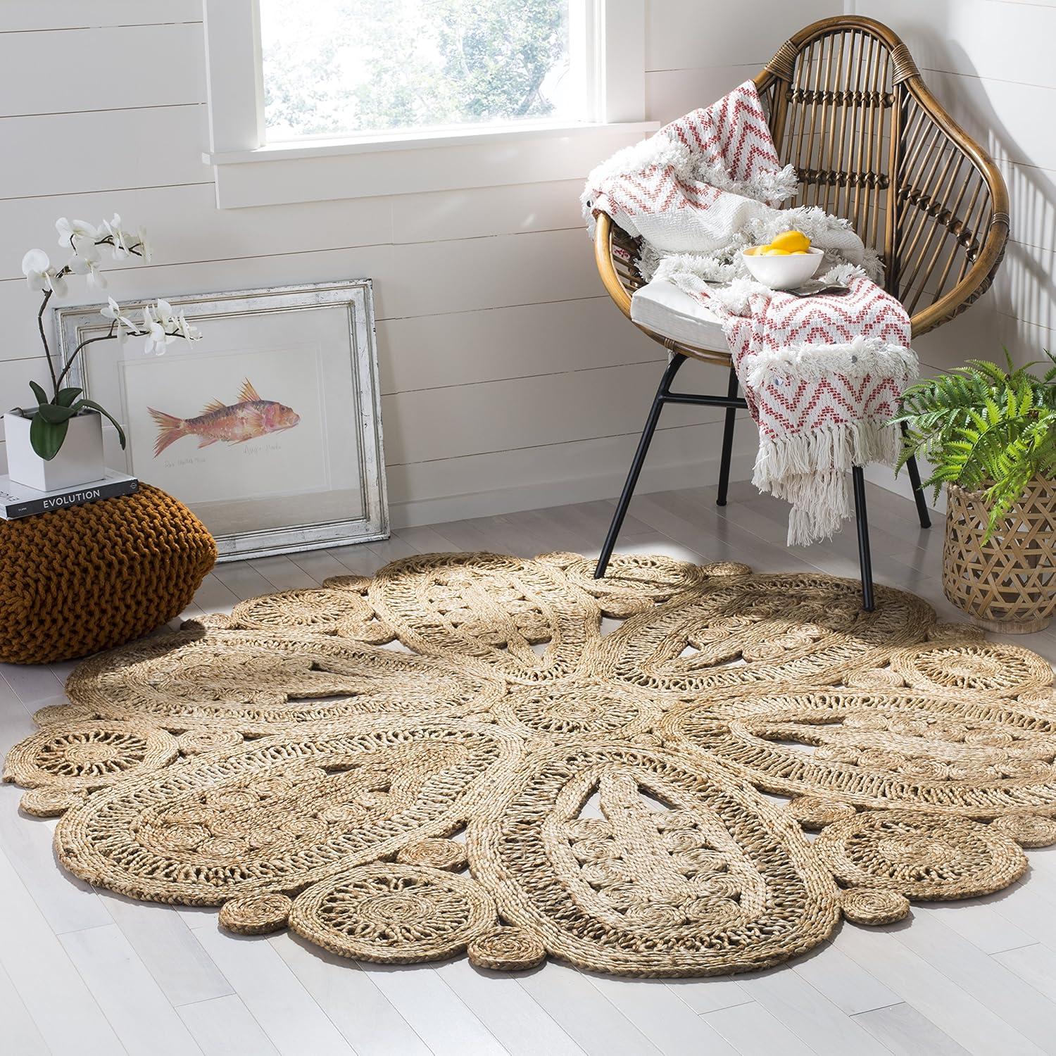 Natural Fiber NF360 Hand Woven Indoor Area Rug - Natural - 4' Round - Safavieh