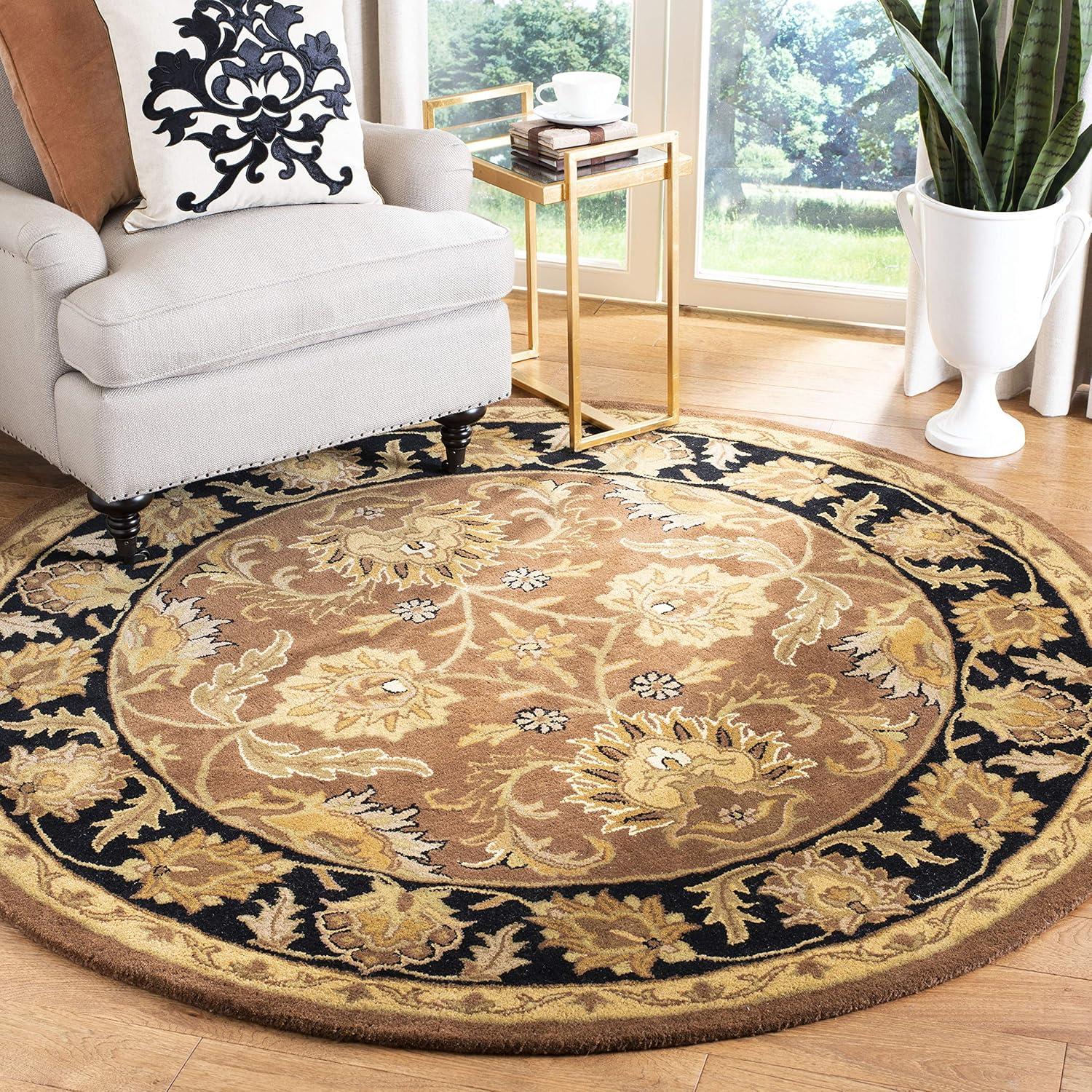 SAFAVIEH Classic Shanelle Traditional Wool Area Rug, Rust/Black, 6' x 6' Round