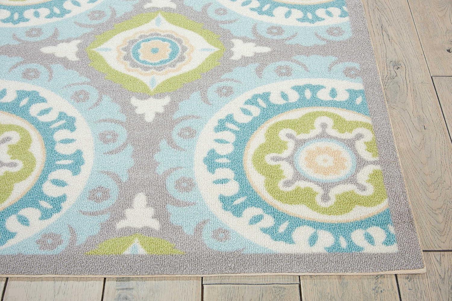 Waverly Sun & Shade "Solar Flair" Jade Indoor/Outdoor Area Rug by Nourison SND16 4'3" x 6'3"
