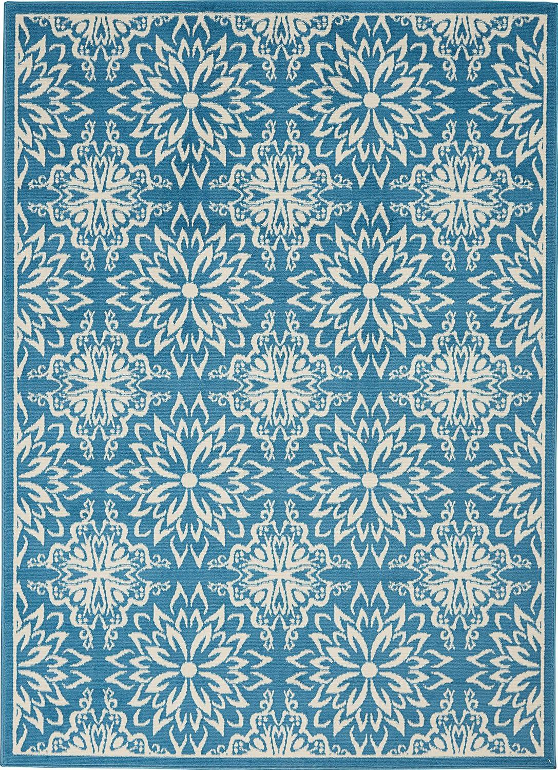 Nourison Jubilant Floral Ivory/Blue 5'3" x 7'3" Area Rug, (5x7)