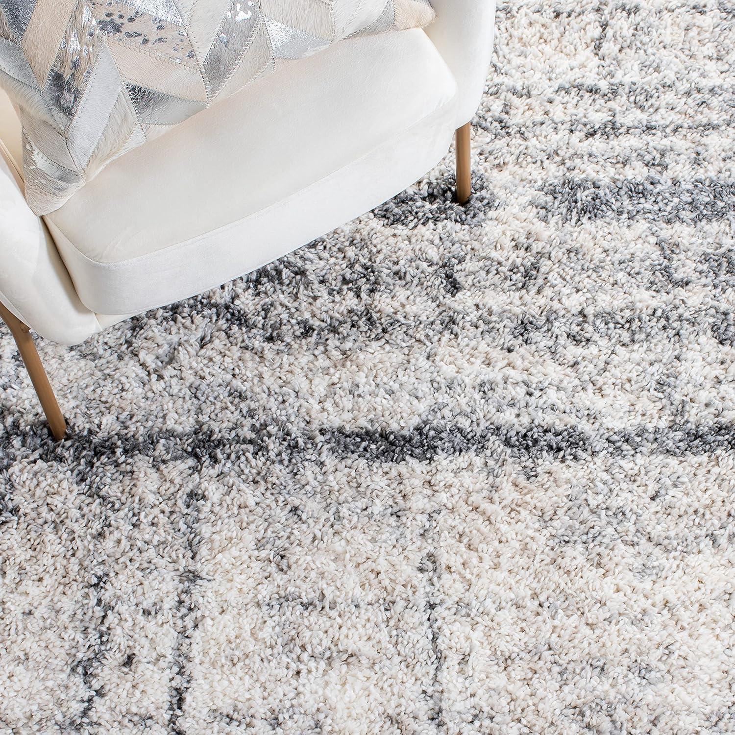 Fontana Shag FNT855 Power Loomed Area Rug - Ivory/Grey - 5'3"x5'3" - Safavieh.