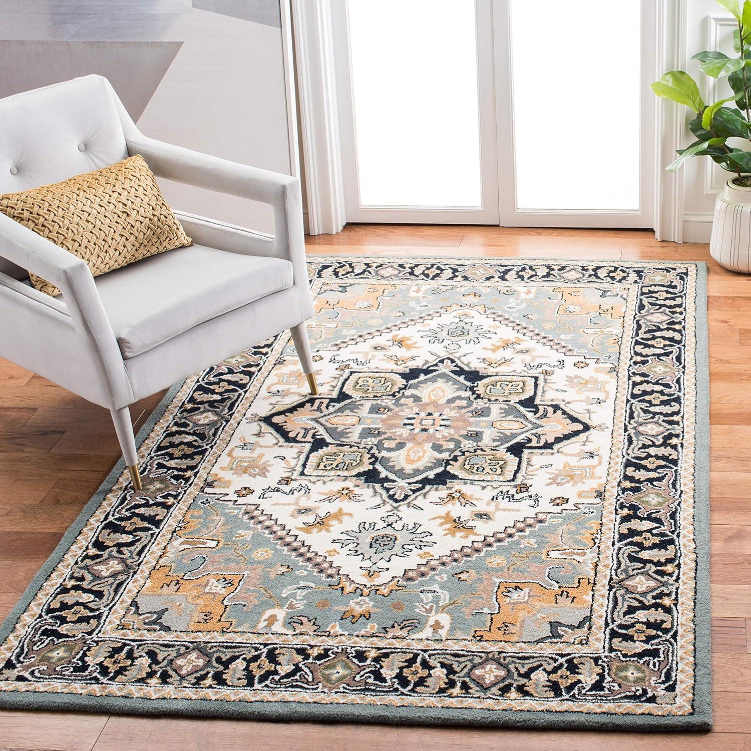 Heritage HG625 Handmade Area Rug - 4'x6' - Grey/Green - Safavieh