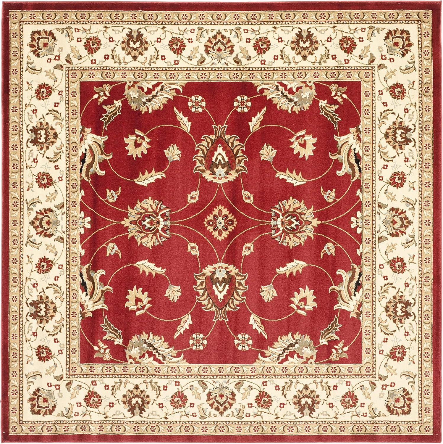 Lyndhurst LNH553 Power Loomed Area Rug - Red/Ivory - 6'7"x6'7" - Safavieh.