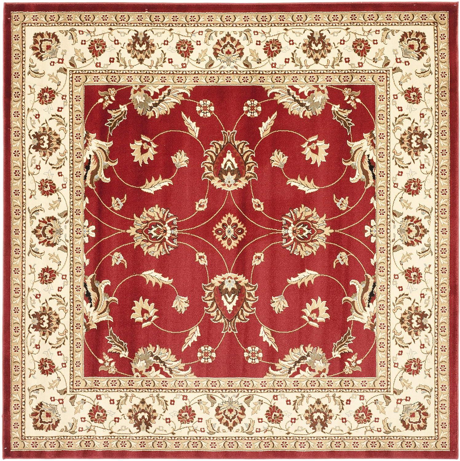 Lyndhurst LNH553 Power Loomed Area Rug - Red/Ivory - 6'7"x6'7" - Safavieh