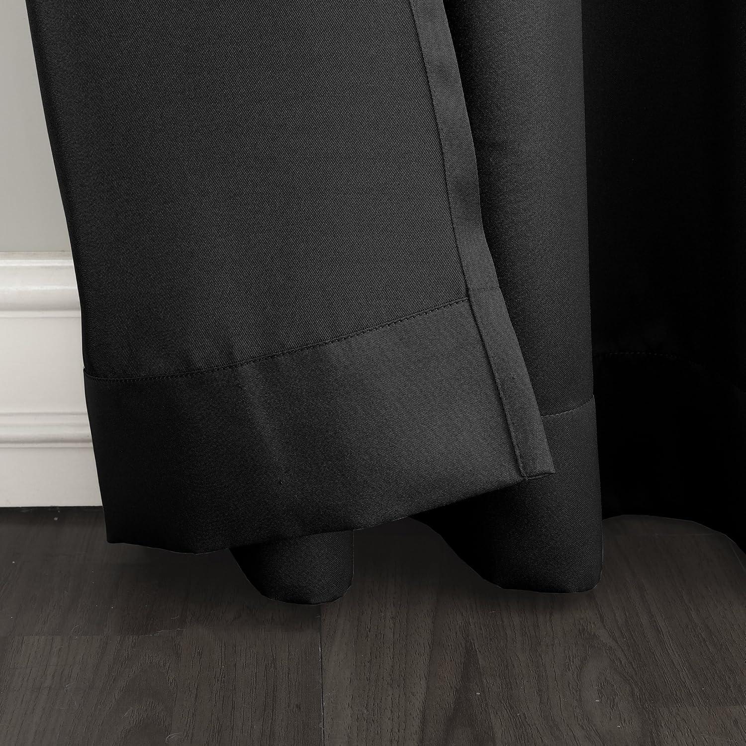 100"x84" Sun Zero Room Darkening Seymour Grommet Sliding Patio Door Curtain Panel Black: Modern Thermal Insulated