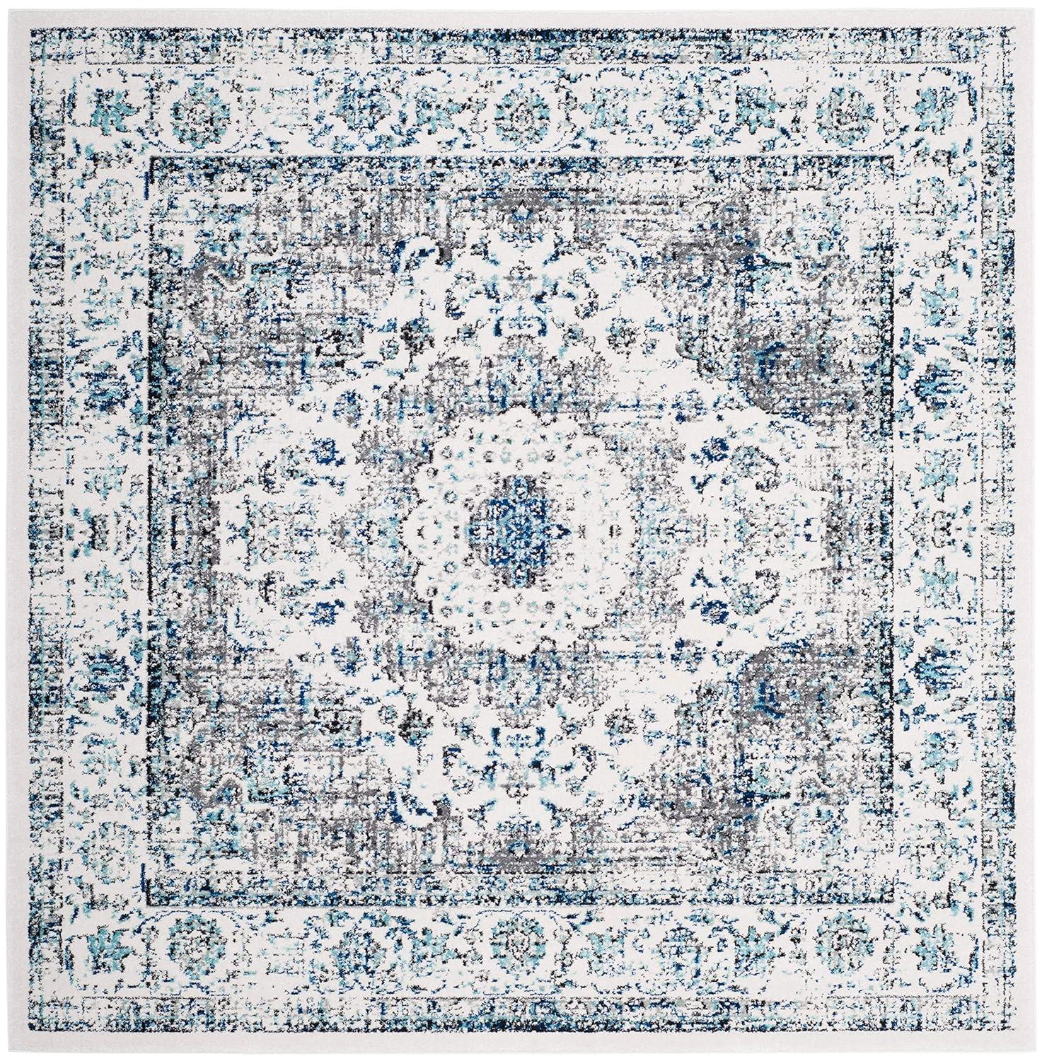 Evoke EVK220 Power Loomed Area Rug - Ivory/Grey - 6'7"x6'7" - Safavieh.