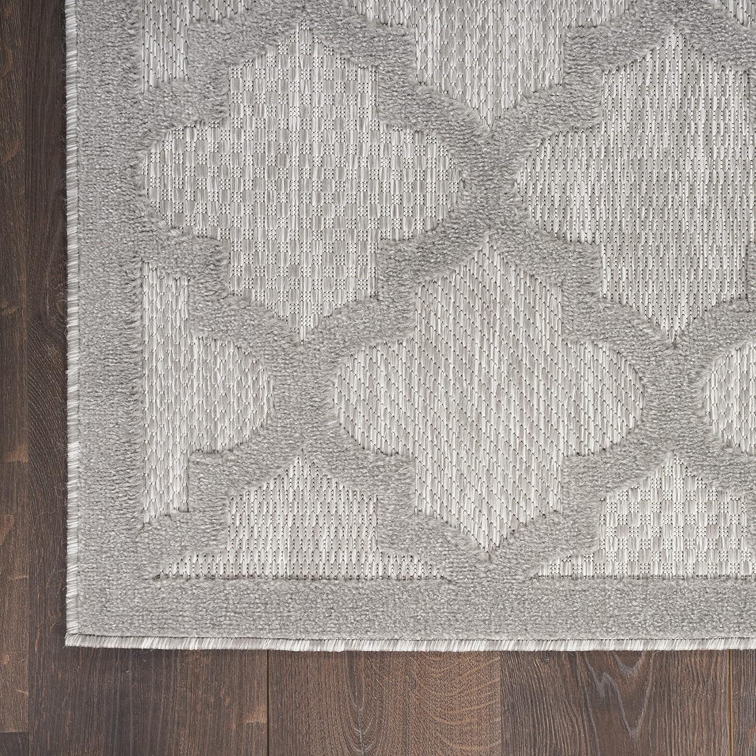 Silver Grey Trellis Square Indoor/Outdoor Easy Care Rug