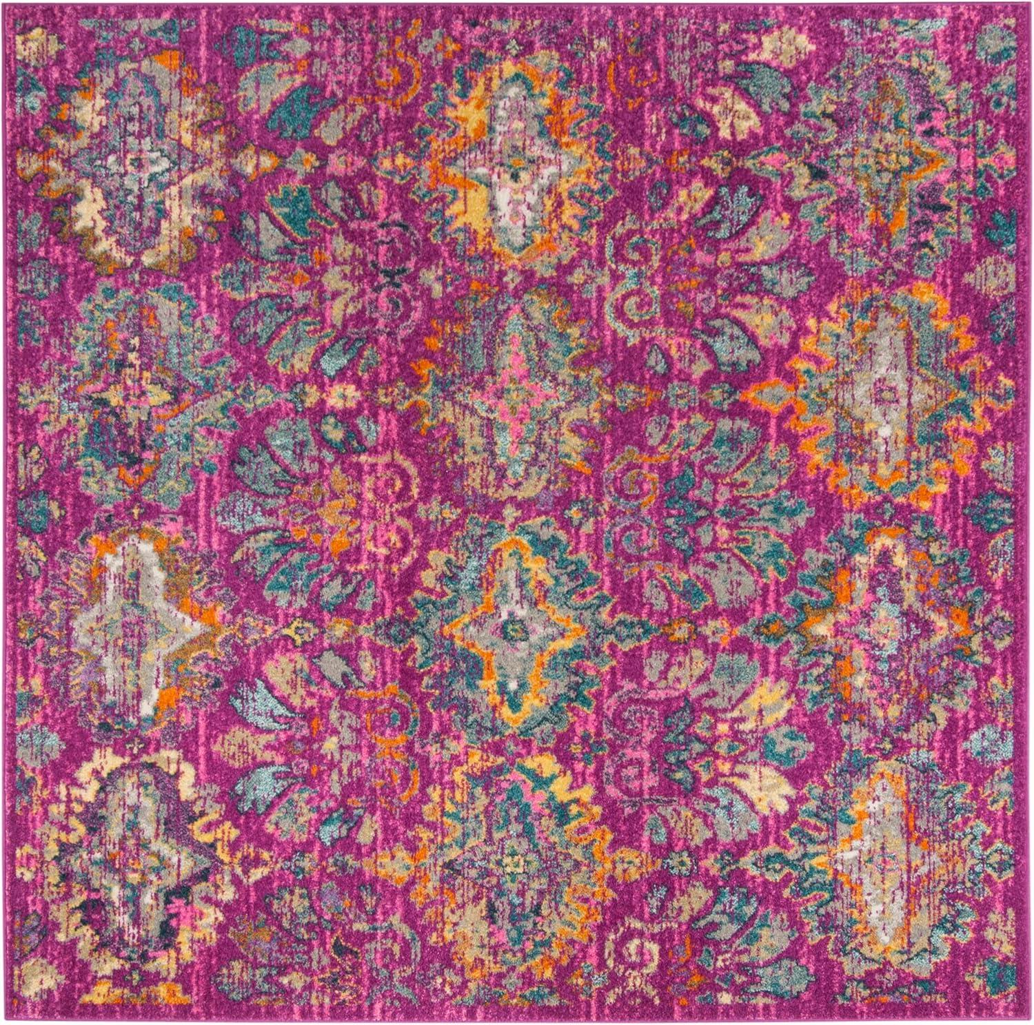 Madison MAD144 Power Loomed Indoor Area Rug - Fuchsia/Blue - 6'7"x6'7" - Safavieh