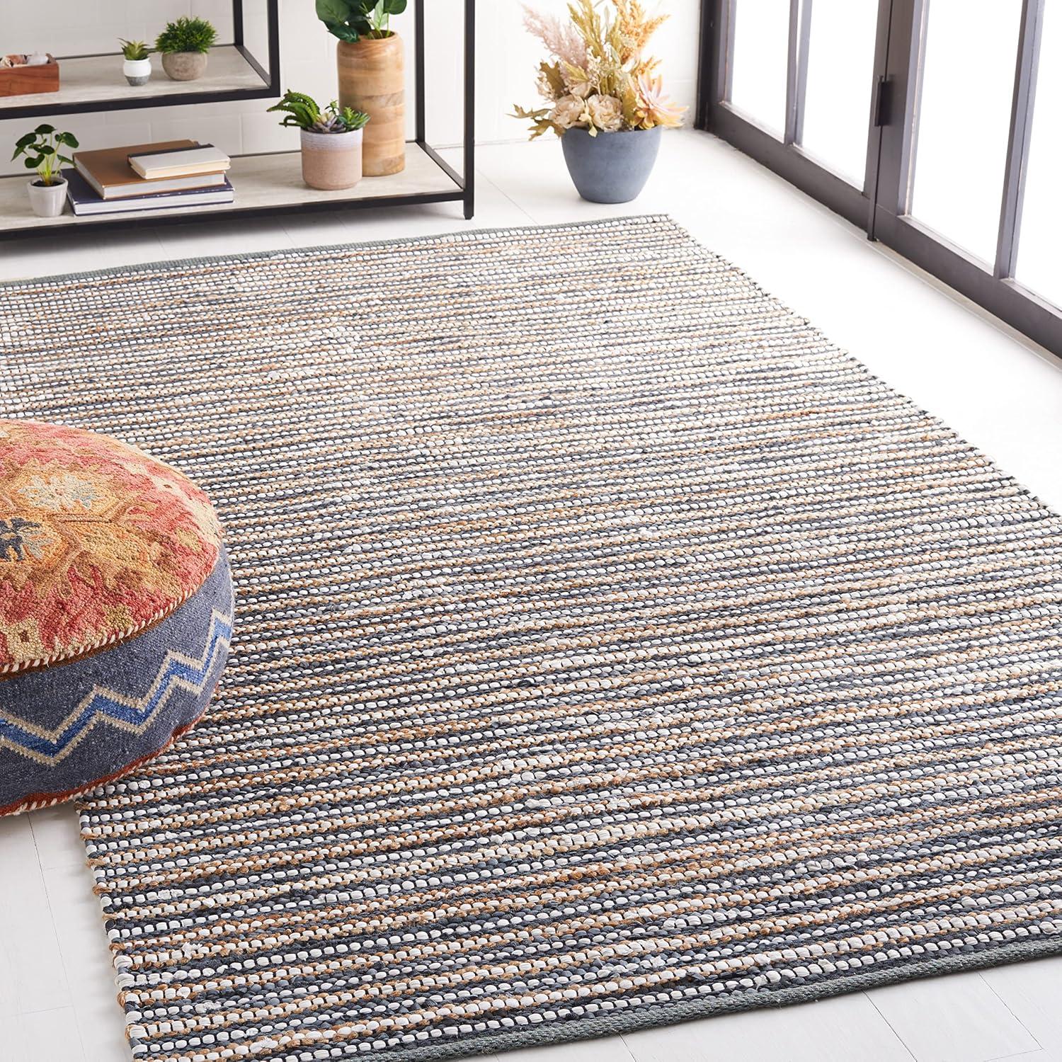Vintage Leather VTL205 Hand Woven Area Rug - Dark Grey/Ivory - 3'x5' - Safavieh.