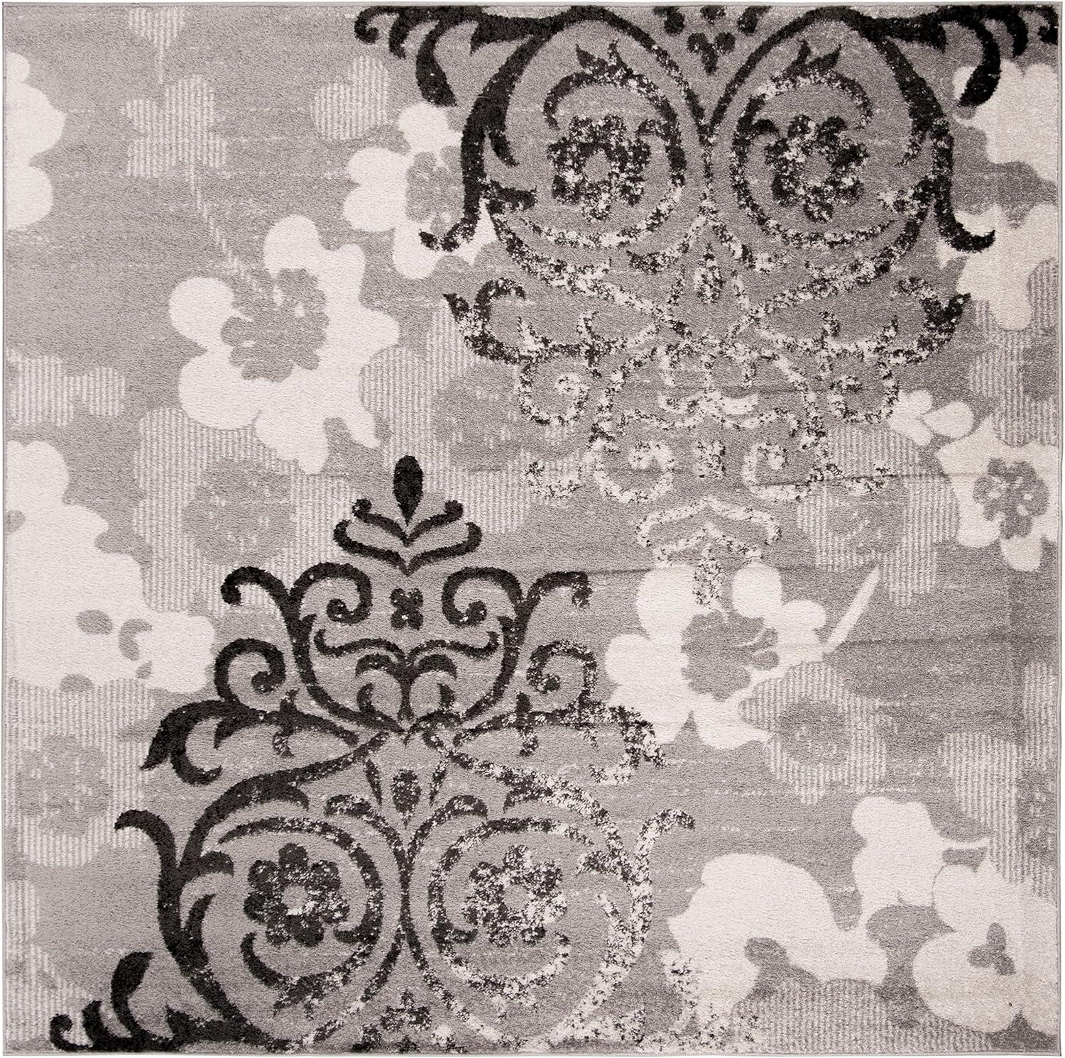 Adirondack ADR114 Machine Made Indoor Area Rug - Silver/Ivory - 9'x9' - Safavieh