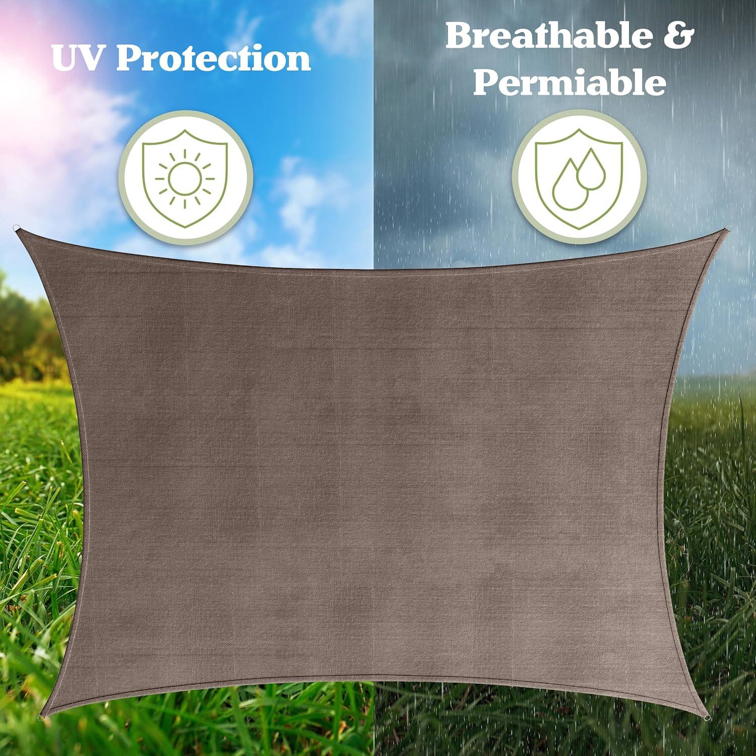 Pure Garden Sun Shade Canopy - 10x13ft Curved Rectangle Sun Shade Sail with UV Protection - Sun Shades Outdoor Patio or Pool Canopy - Sunshades for Patio, Yard, Deck or Outdoor Activities by Pure Garden