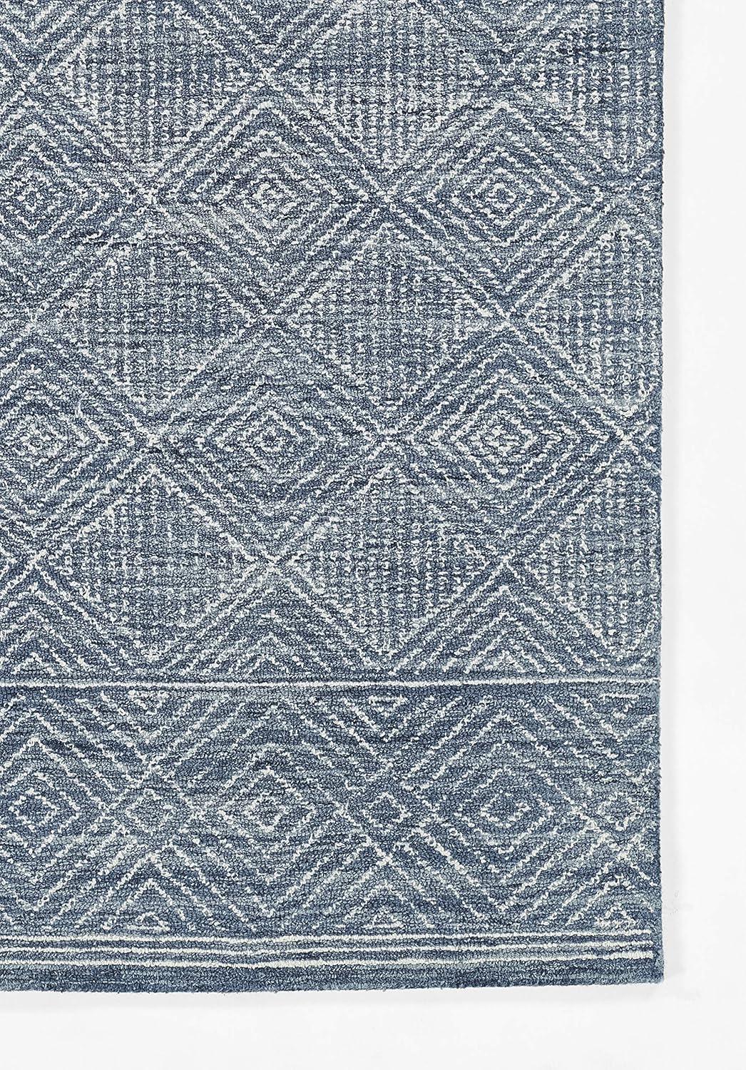 Momeni Mallorca Hand Hooked Wool Geometric Denim Area Rug 9' X 12'