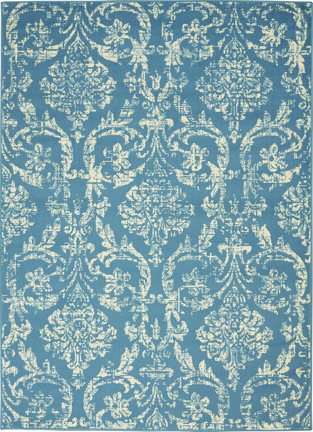 Nourison Jubilant 5'3" x 7'3" (5' x 7') Blue Area Rug Farmhouse Vintage Damask by Nourison