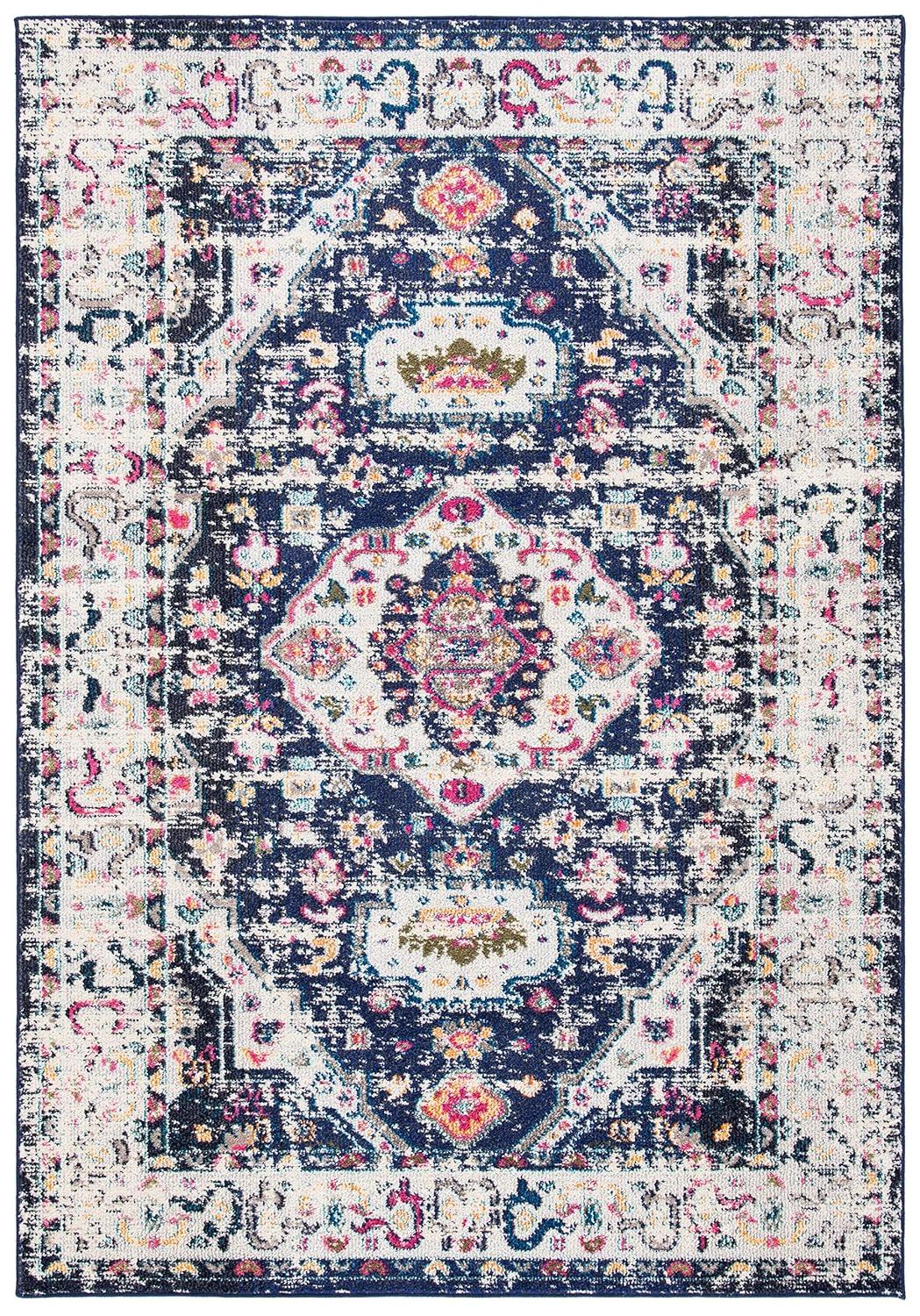 Madison MAD468 Power Loomed Indoor Area Rug - Navy/Ivory - 4'x6' - Safavieh