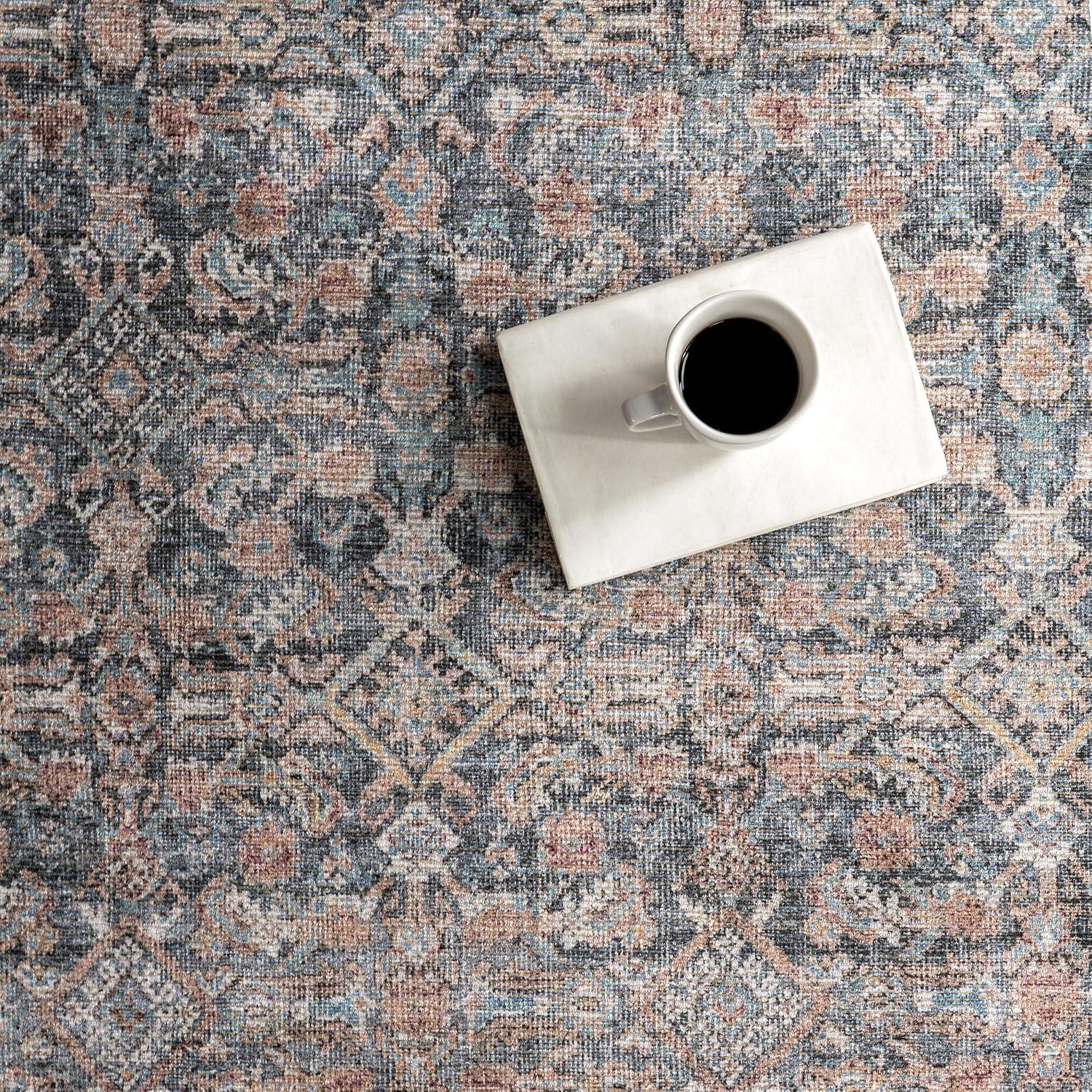 Nuloom Hillstone Collection Elfrieda Traditional Vintage Medallion Area Rug, 4' x 6', Light Beige