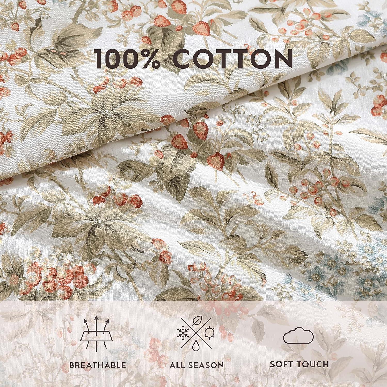 Bramble 100% Cotton Comforter Set Floral Beige - Laura Ashley