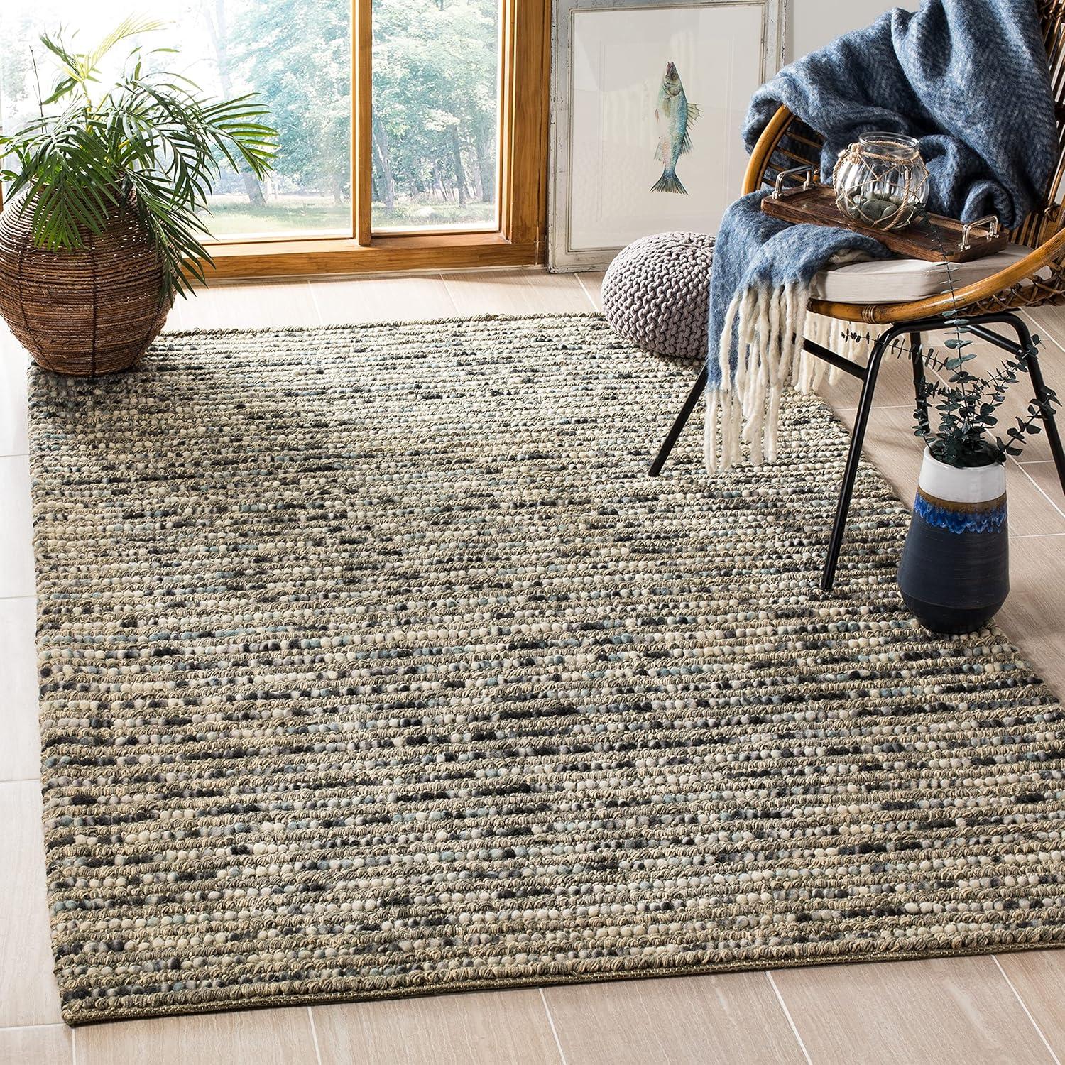 Hand-Knotted Grey and Multi Wool Area Rug