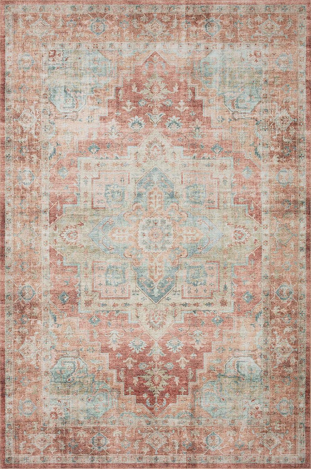 Loloi II Heidi Collection HEI-01 Terracotta / Aqua, Oriental Area Rug 3'-6" x 5'-6"