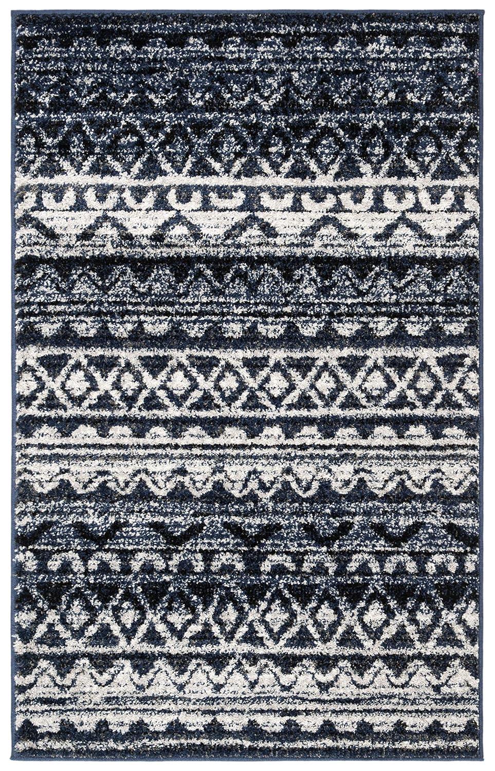 Adirondack ADR119 Machine Made Indoor Accent Rug - Ivory/Navy - 2'-6"x4' - Safavieh