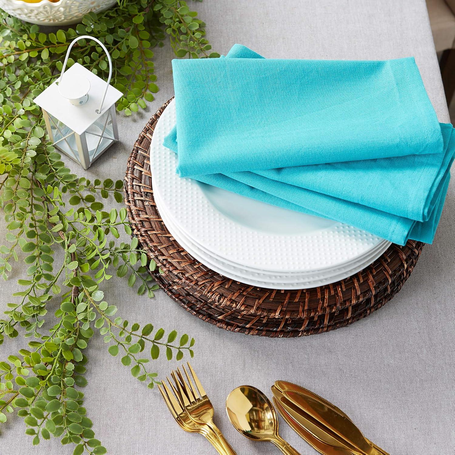 Cozumel Teal Cotton 20x20 Inch Napkin Set, 6 Count