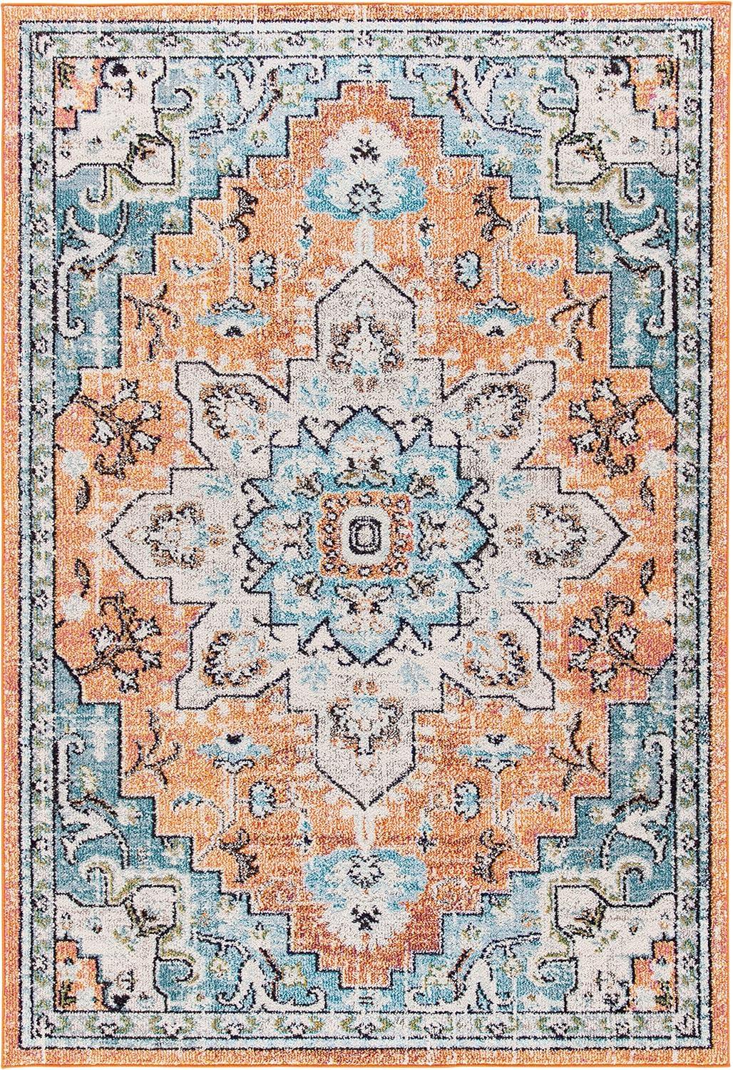 Madison MAD473 Power Loomed Area Rug - Orange/Teal - 8'x10' - Safavieh.