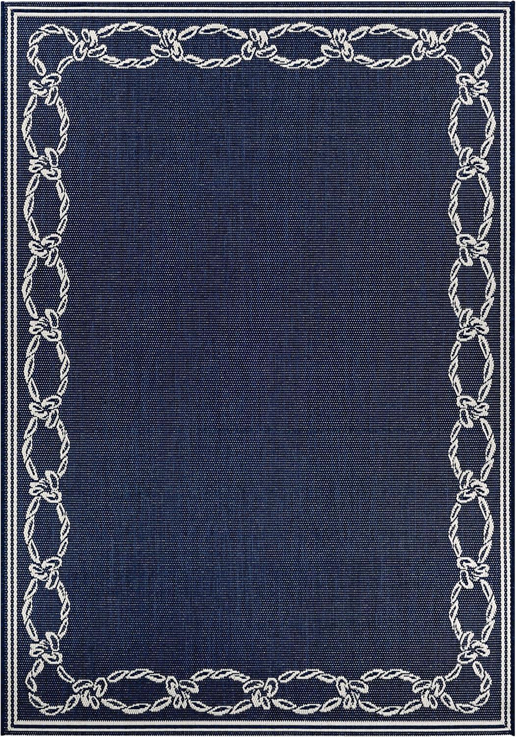 Couristan Recife Rope Knot Area Rug, 7'6" x 10'9", Ivory-Indigo