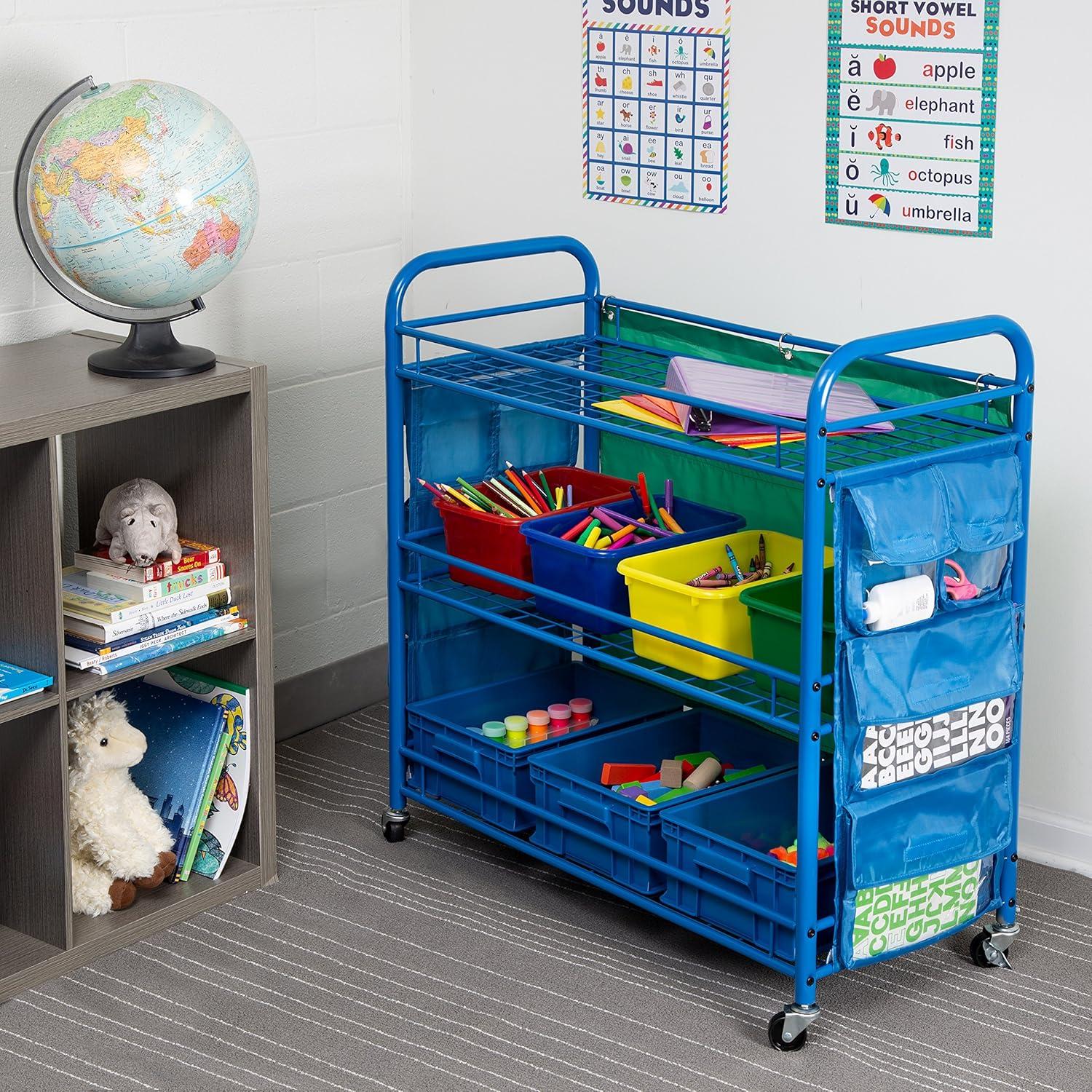 Zoomie Kids Harriotte 3 Compartment Metal Teaching Cart