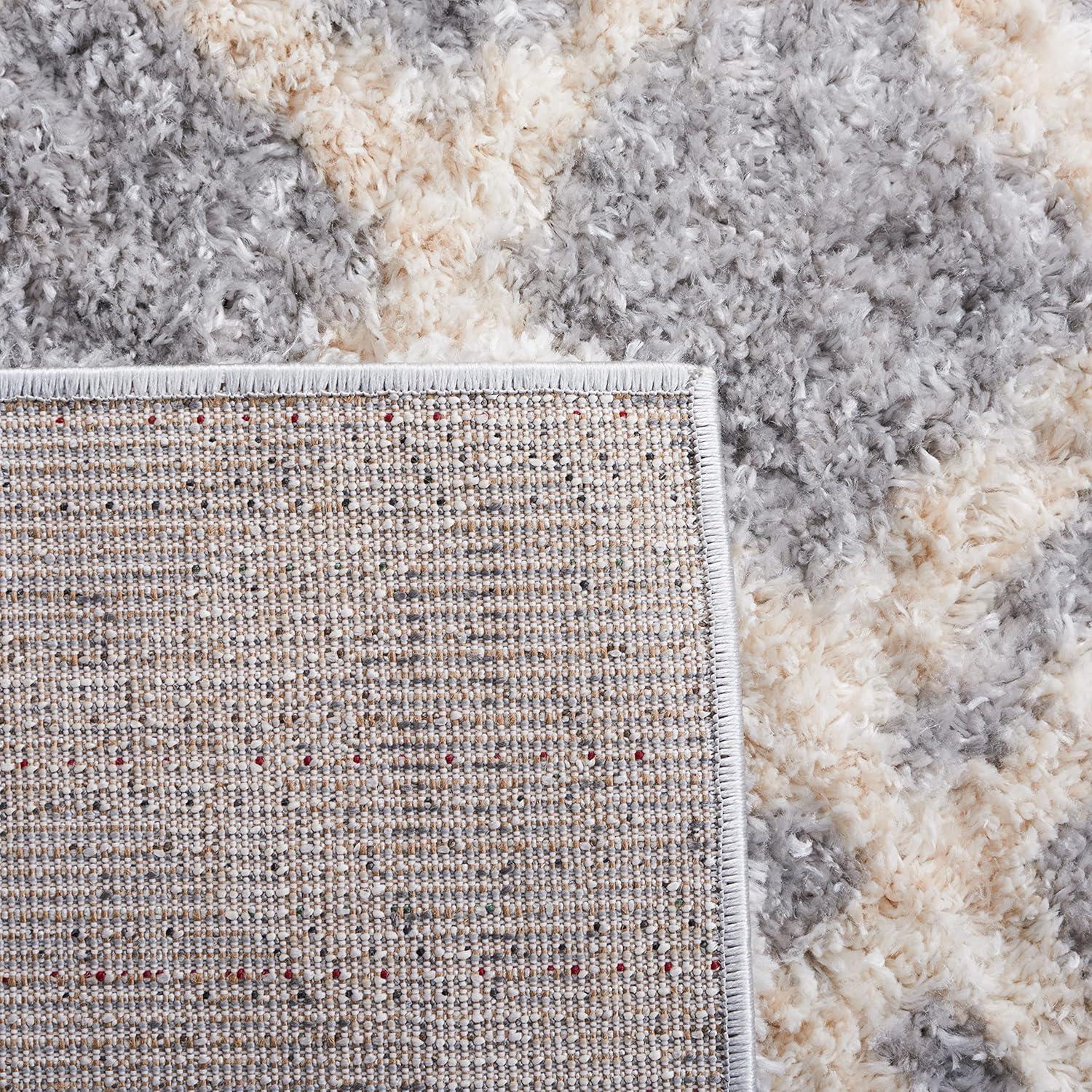 Gray and Cream 10' x 14' Shag Area Rug