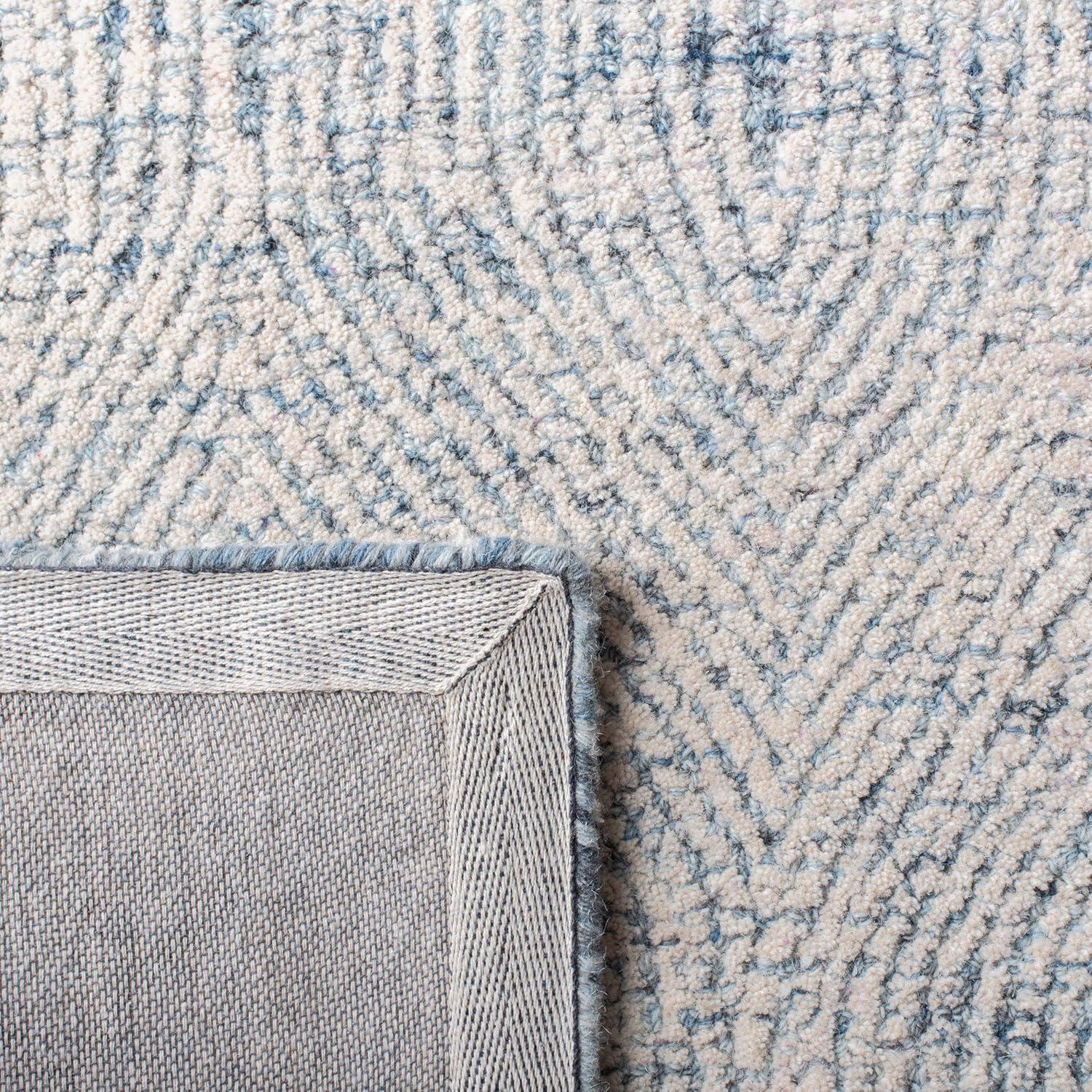 Abstract ABT340 Handmade Indoor Area Rug - Ivory/Blue - 6'x6' - Safavieh