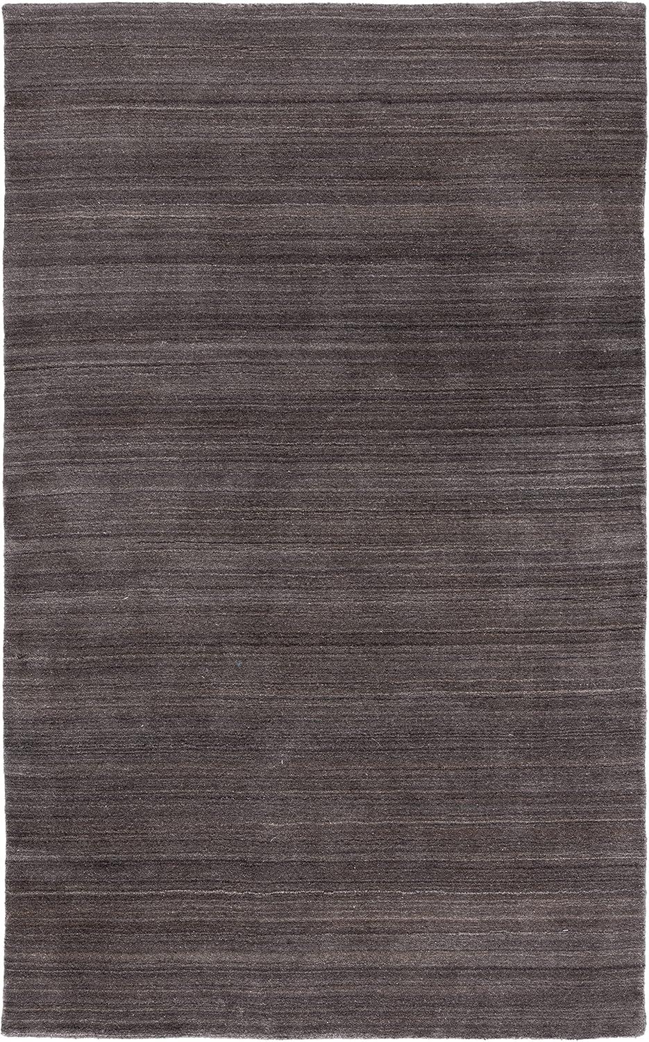 Charcoal Hand-Knotted Wool Rectangular Area Rug - 27in x 4in