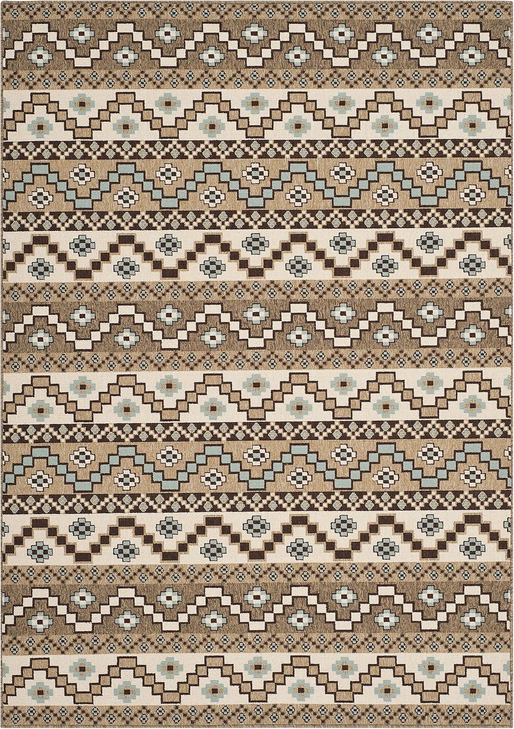 Veranda VER095 Power Loomed Indoor and Outdoor Area Rug - Creme/Brown - 5'3"x7'7" - Safavieh.